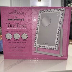 Impressions Hello Kitty Tri-Tone LED Makeup Mirror - Pink and White